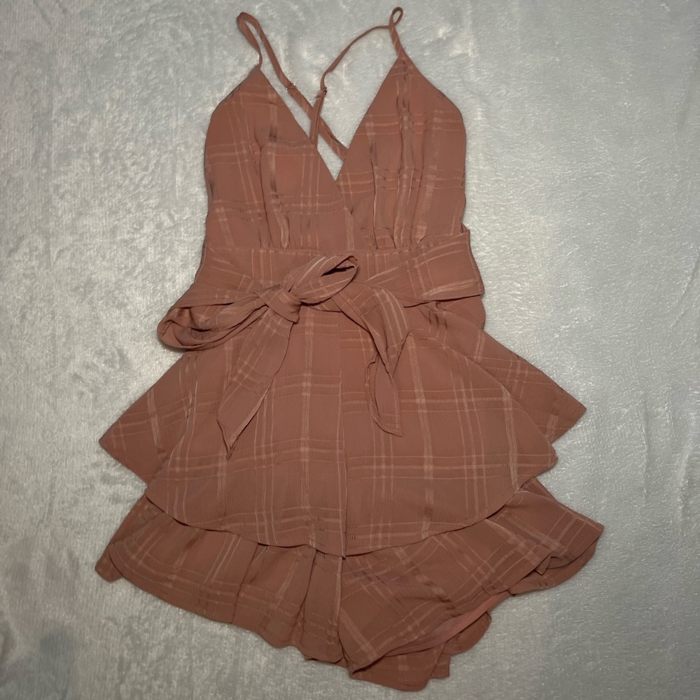 American Threads Pink Plaid Ruffle Romper - Picture 3 of 6